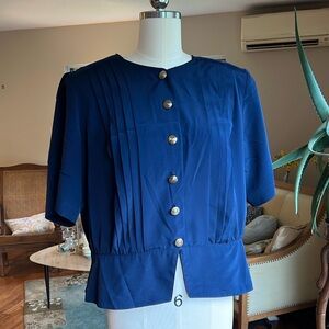 Chaus Blue Button-Down Blouse